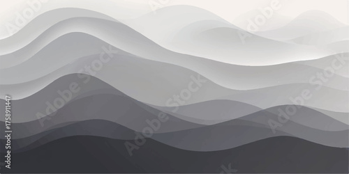 Abstract background vector of a misty blue mountain landscape at sunrise