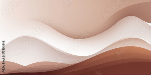 Abstract brown background vector illustration with a wavy pink and orange silk texture design
