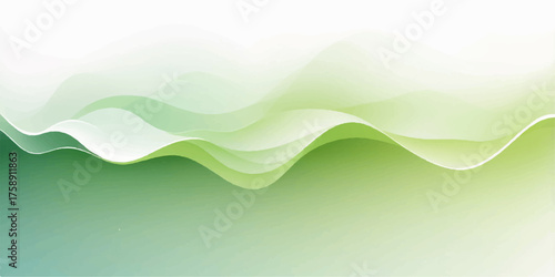 Abstract green background with waves and a yellow curve design for a vector web banner template