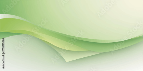 Abstract green wave design wallpaper with smooth line patterns and bright color illustration