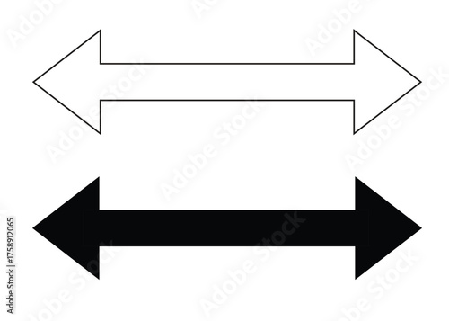 Set of two double headed arrows in outline and solid black fill symbolizing exchange