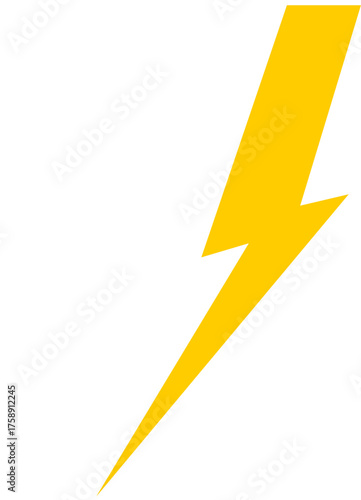 A bright yellow lightning bolt symbol on a white background.