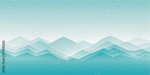Abstract blue vector background with cold ocean waves and an icy mountain landscape illustration