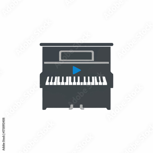 Piano icon, music and video concept