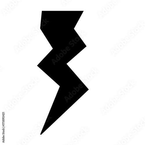 A simple black lightning bolt symbol on a white background.