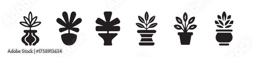 Indoor potted plant icon set, nature pot icon, pot sign symbol, pot icon web and app, vector illustration eps .