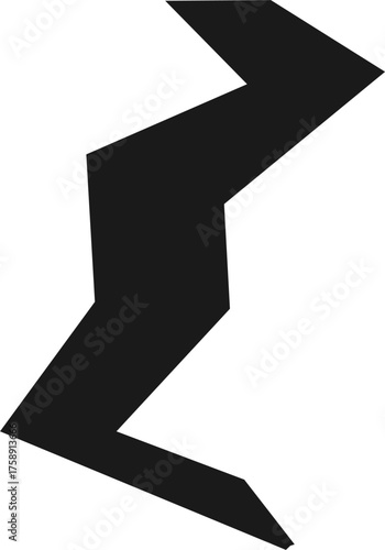 Black jagged lightning bolt shape, representing energy, power, and electrical force.