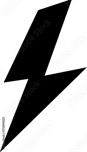A simple black silhouette of a lightning bolt symbol isolated on a white background.