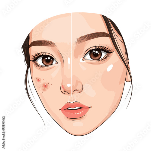 Transforming acne-prone skin to flawless perfection, showcasing dramatic before and after beauty results with confidence and radiance