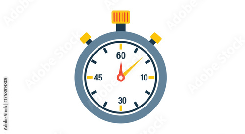 Classic Stopwatch with Yellow and Red Accents Measuring Time.