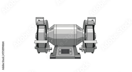 Industrial Bench Grinder with Two Grinding Wheels and Protective Guards.