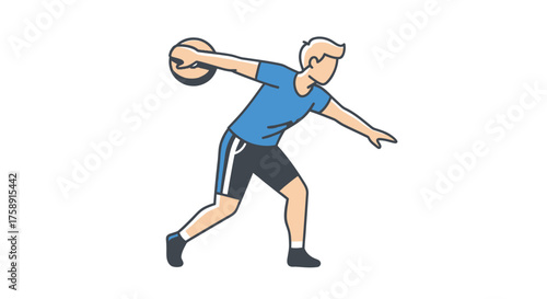 Discus Thrower in Action: Athlete Preparing to Throw the Discus.