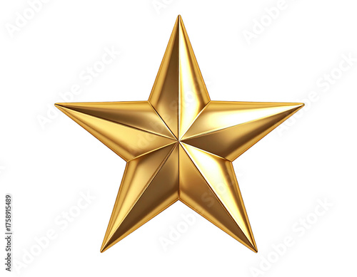 Elegant beveled golden star symbol of success and achievement.