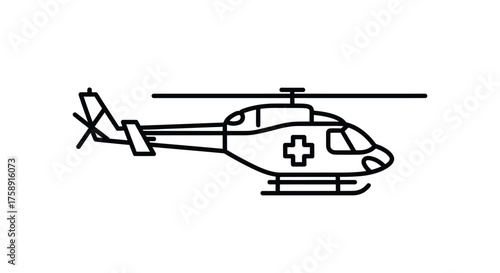 Medical Helicopter Icon with Cross Symbol for Emergency Services.