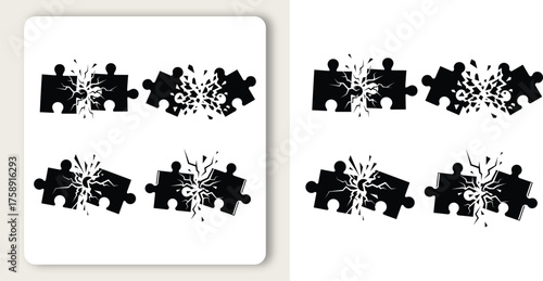 Puzzle pieces shattering reflecting the breakdown of a complex problem with digital vector graphics vector illustration 