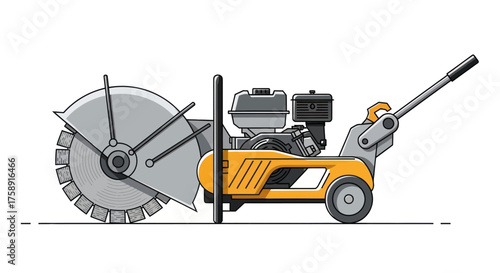 Heavy Duty Industrial Concrete Saw with Large Circular Blade.