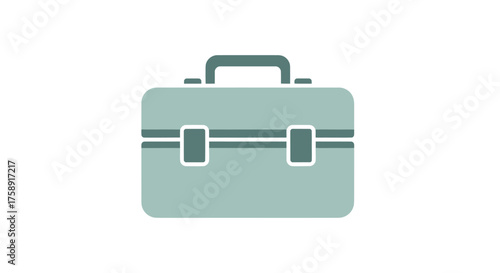 Simple Vector Illustration of a Green Toolbox with Handle.