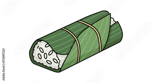 Zongzi: Traditional Chinese Rice Dumpling Wrapped in Bamboo Leaves.