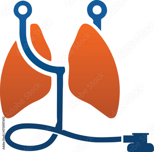 Professional Lungs and Stethoscope Logo for Pulmonology
