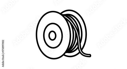 Spool of Wire Outline Icon Electrical Cable Reel.