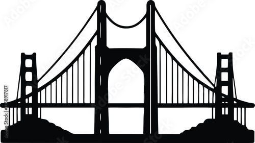 Golden gate bridge silhouette vector illustration