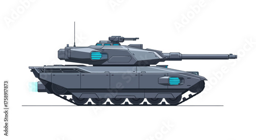 Modern Futuristic Battle Tank with Advanced Technology and Sleek Design.