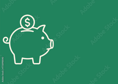 piggy bank banner with empty space for text on colorful background