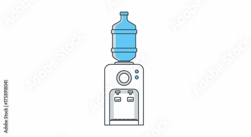 Modern Water Cooler Dispenser with Blue Water Bottle.