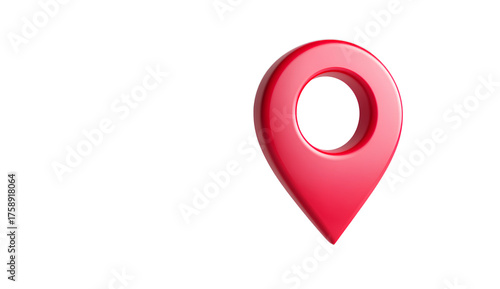 A vibrant red 3d map pin pointer with a shadow icon is a crucial location marker symbol for web design