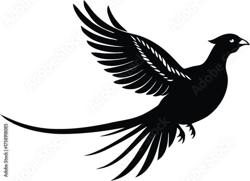 Flying pheasant silhouette vector illustration