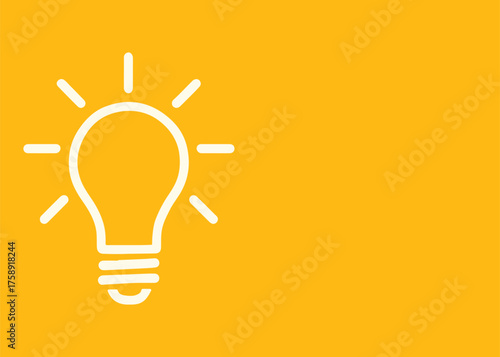 light bulb banner with empty space for text on colorful background