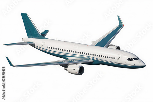 Modern passenger airplane soars through the sky, showcasing sleek design and advanced aviation technology.