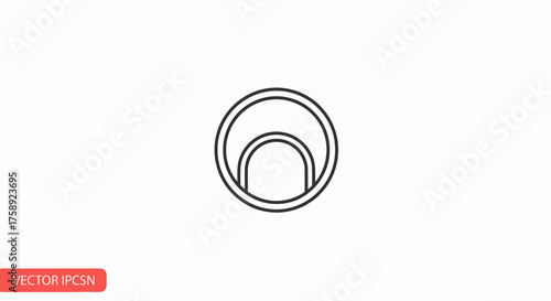 Simple Black Outline of Concentric Circle and Arch.