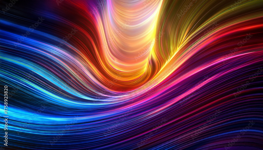 Naklejka premium Dynamic Wave Patterns Digital Art Abstract Colorful Light Close Up Visual Experience