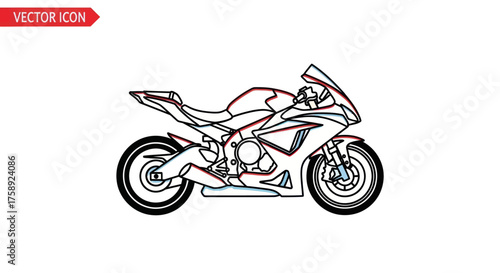 Sleek modern sport motorcycle outline with dynamic lines.