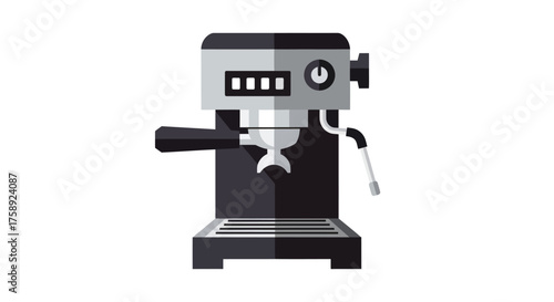 Modern Espresso Machine with Portafilter and Steam Wand.