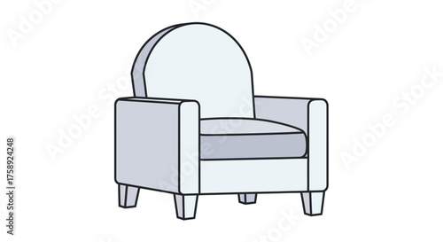 Modern Armchair with Rounded Back and Clean Lines Comfortable Seating.
