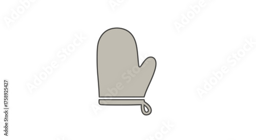 Simple Gray Oven Mitt with Hanging Loop Illustration.