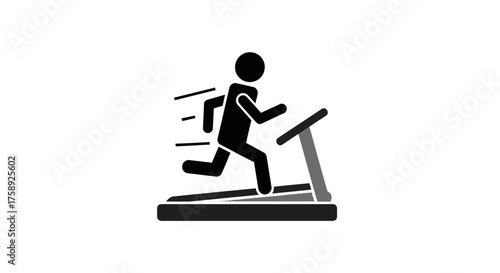 Person Running on Treadmill Icon Black Silhouette Fitness Concept.