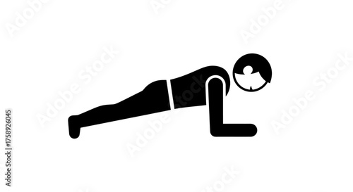Silhouette of a person performing a plank exercise on forearms.