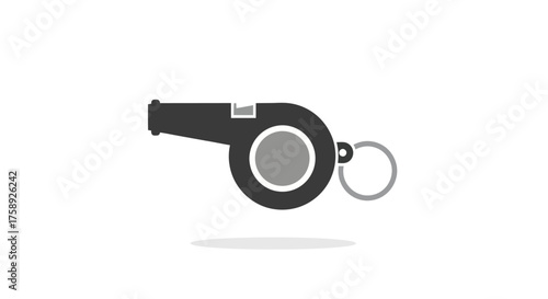 Simple Black and Gray Whistle with Key Ring.