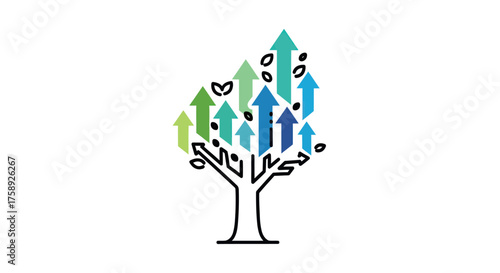 Arrow Tree: Growth and Success Concept with Upward Pointing Arrows.