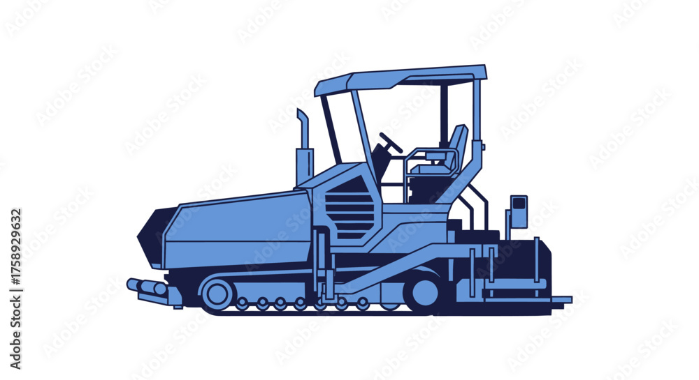 Naklejka premium Blue Asphalt Paver Machine for Road Construction.