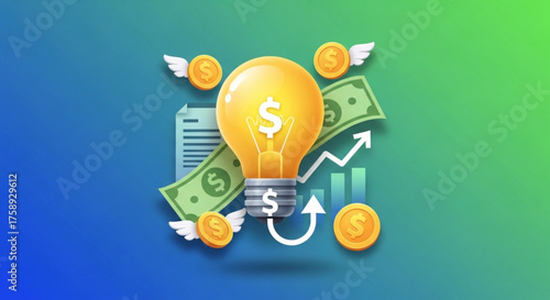 Financial growth strategy and investment ideas for business success and wealth creation concept design