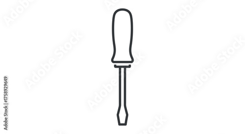 Simple Outline Flathead Screwdriver Hand Tool Icon.