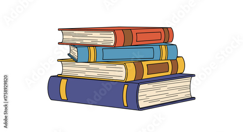 A tall stack of colorful books waits to be read for education and entertainment.