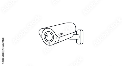 Line Art Illustration of Security Surveillance Camera.