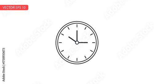 Simple Clock Face Illustration with Hour and Minute Hands Indicating Time.