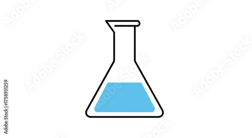 Simple illustration of a laboratory flask containing blue liquid.
