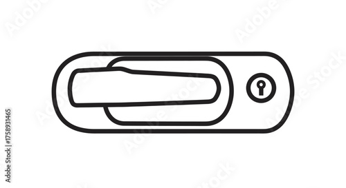 Outline of a Recessed Sliding Door Handle with Keyhole.